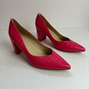 Marc Fisher Caitlin Women's size 8 Pointy Toe Pump Block Heel Slip On Shoes Pink